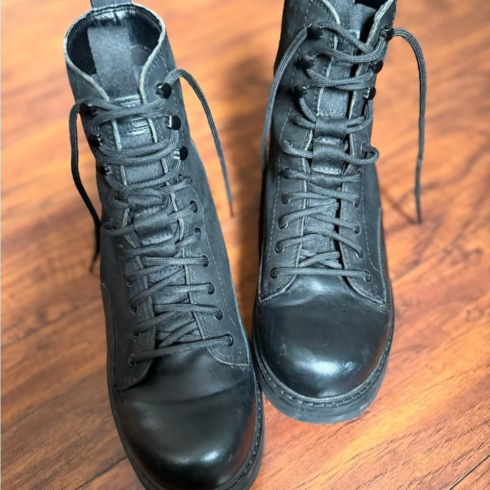 G-Star Raw Women’s Roofer Black Leather Lace Up Combat Boots | Size 10
